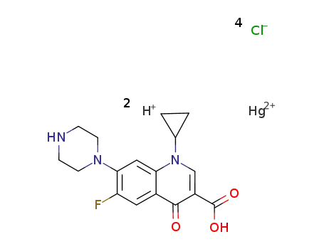 (H2-1-cyclopropyl-6-fluoro-4-oxo-7-(1-piperazinyl)-1,4-dihydroquinoline-3-carboxylic acid)HgCl4