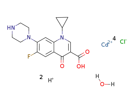 (H2-1-cyclopropyl-6-fluoro-4-oxo-7-(1-piperazinyl)-1,4-dihydroquinoline-3-carboxylic acid)CdCl4*H2O