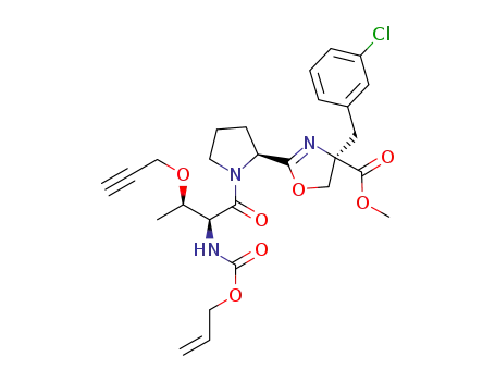 (4R,2'S)-2-[1'-Alloc-Thr(propargyl)-pyrrolidin-2'-yl]-4-(3"-chloro-benzyl)-4,5-dihydro-oxazole-4-carboxylic acid methyl ester
