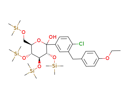 Molecular Structure of 960494-15-9 (D-Glucopyranose, 1-C-[4-chloro-3-[(4-ethoxyphenyl)Methyl]phenyl]-2,3,4,6-tetrakis-O-(triMethylsilyl)-)