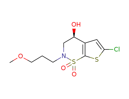 Molecular Structure of 160982-13-8 ((S)-6-Chloro-2-(3-methoxypropyl)-3,4-dihydro-2H-thieno[3,2-e][1,2]thiazin-4-ol 1,1-dioxide)