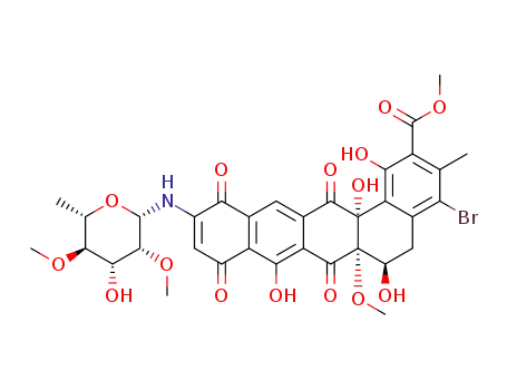 (6R,6aS,14aR)-methyl 4-bromo-1,6,8,14a-tetrahydroxy-11-((2S,3R,4R,5R,6S)-4-hydroxy-3,5-dimethoxy-6-methyltetrahydro-2H-pyran-2-ylamino)-6a-methoxy-3-methyl-7,9,12,14-tetraoxo-5,6,6a,7,9,12,14,14a-octahydrobenzo[a]tetracene-2-carboxylate