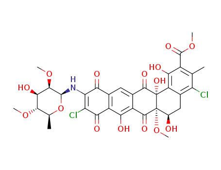 (6R,6aS,14aR)-methyl 4,10-dichloro-1,6,8,14a-tetrahydroxy-11-((2S,3R,4R,5R,6S)-4-hydroxy-3,5-dimethoxy-6-methyltetrahydro-2H-pyran-2-ylamino)-6a-methoxy-3-methyl-7,9,12,14-tetraoxo-5,6,6a,7,9,12,14,14a-octahydrobenzo[a]tetracene-2-carboxylate