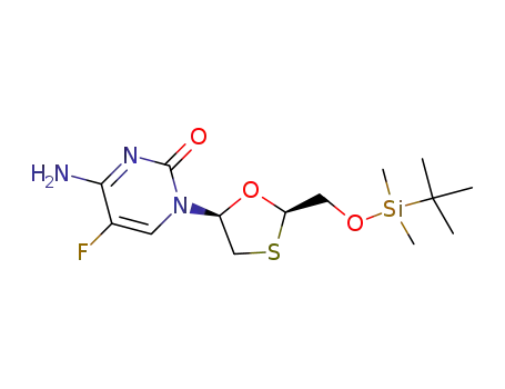 Molecular Structure of 1365246-84-9 (4-Amino-1-((2R,5S)-2-((tert-butyldimethylsilyloxy)methyl)-1,3-oxathiolan-5-yl)-5-fluoropyrimidin-2(1H)-one)