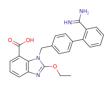 1-[[2'-(carbamimidoyl)[1,1'-biphenyl]-4-yl]methyl]-2-ethoxy-1H-benzimidazole-7-carboxylic acid
