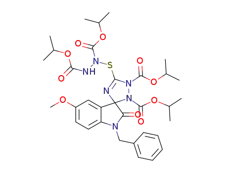 diisopropyl 1-benzyl-5'-{[1,2-bis(isopropoxycarbonyl)hydrazinyl]thio}-5-methoxy-2-oxospiro[indoline-3,3'-[1,2,4]triazole]-1',2'-dicarboxylate