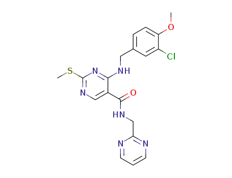 4-((3-chloro-4-methoxybenzyl)amino)-2-(methylthio)-N-(pyrimidin-2-ylmethyl)pyrimidine-5-formamide