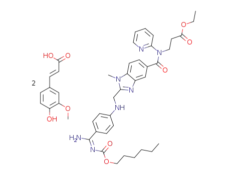 ethyl N-{[2-({[4-((E)-amino{[(hexyloxy)carbonyl]imino}methyl)phenyl]-amino}methyl)-1-methyl-1H-benzimidazol-5-yl]carbonyl}-N-pyridin-2-yl-β-alaninate bisferulate salt