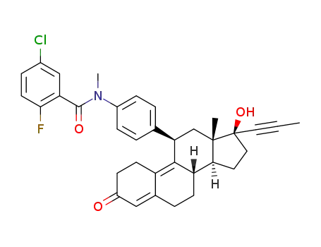 5-chloro-2-fluoro-N-(4-((8S,11R,13S,14S,17S)-17-hydroxy-13-methyl-3-oxo-17-(prop-1-yn-1-yl)-2,3,6,7,8,11,12,13,14,15,16,17-dodecahydro-1H-cyclopenta[a]phenanthren-11-yl)phenyl)-N-methylbenzamide
