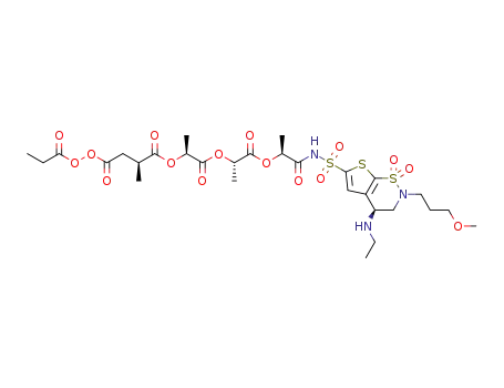 (2S)-1-{[(2S)-1-{[(2S)-1-[(1S)-1-({[(4R)-4-(ethylamino)-2-(3-methoxypropyl)-1,1-dioxo-2H,3H,4H-1λ6-thieno[3,2-c][1,2]thiazin-6-yl]sulfonyl}carbamoyl)ethoxy]-1-oxopropan-2-yl]oxy}-1-oxopropan-2-yl]oxy}-1-oxopropan-2-yl(acetyloxy) propanoate