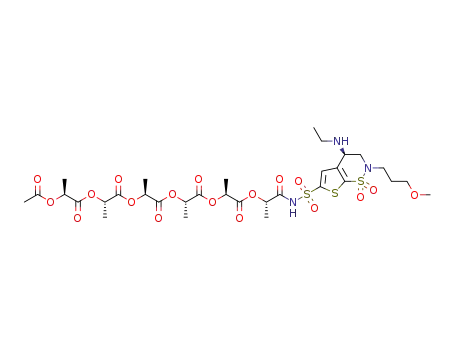 (2S)-1-{[(2S)-1-{[(2S)-1-{[(2S)-1-[(1S)-1-({[(4R)-4-(ethylamino)-2-(3-methoxypropyl)-1,1-dioxo-2H,3H,4H-1λ6-thieno[3,2-e][1,2]thiazin-6-yl]sulfonyl}carbamoyl)ethoxy]-1-oxopropan2-yl]oxy}-1-oxopropan-2-yl]oxy}-1-oxopropan-2-yl]oxy}-1-oxopropan-2-yl (2S)-2-(acetyloxy)propanoate