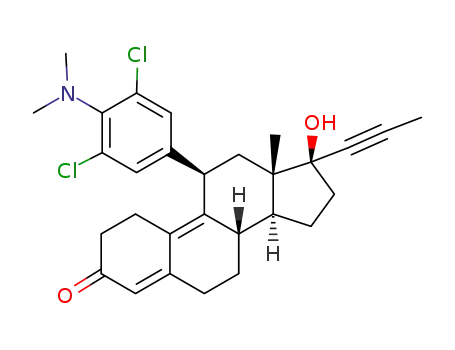 (8S,11R,13S,14S,17S)-11-(3,5-dichloro-4-(dimethylamino)phenyl)-17-hydroxy-13-methyl-17-(prop-1-yn-1-yl)-1,2,6,7,8,11,12,13,14,15,16,17-dodecahydro-3H-cyclopenta[a]phenanthren-3-one