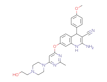 2-amino-7-((6-(4-(2-hydroxyethyl)piperazin-1-yl)-2-methylpyrimidin-4-yl)oxy)-4-(4-methoxyphenyl)-1,4-dihydroquinoline-3-carbonitrile