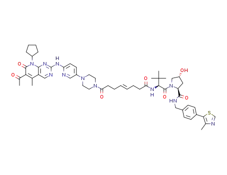 (2S,4R)-1-((S)-2-((E)-8-(4-(6-((6-acetyl-8-cyclopentyl-5-methyl-7-oxo-7,8-dihydropyrido[2,3-d]pyrimidin-2-yl)amino)pyridin-3-yl)piperazin-1-yl)-8-oxooct-4-enamido)-3,3-dimethylbutanoyl)-4-hydroxy-N-(4-(4-methylthiazol-5-yl)benzyl)pyrrolidine-2-carboxamide