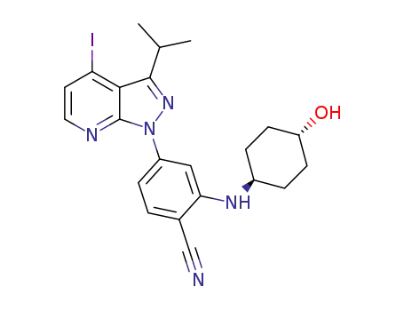 2-((trans-4-hydroxycyclohexyl)amino)-4-(4-iodo-3-isopropyl-1H-pyrazolo[3,4-b]pyridin-1-yl)benzonitrile