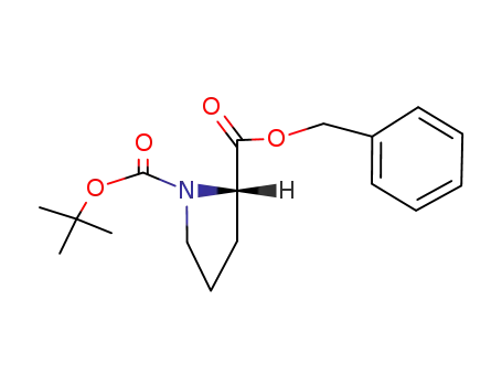 Molecular Structure of 37787-77-2 (1,2-Pyrrolidinedicarboxylic acid, 1-(1,1-dimethylethyl) 2-(phenylmethyl)
ester, (2S)-)