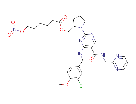 (S)-(1-(4-(3-chloro-4-methoxybenzylamino)-5-(pyrimidin-2-ylmethylcarbamoyl)pyrimidin-2-yl)pyrrolidin-2-yl)methyl 6-(nitrooxy)hexanoate