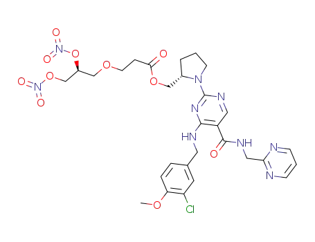 [(2S)-1-(4-{[(3-chloro-4-methoxyphenyl)methyl]amino}-5-{[(pyrimidin-2-yl)methyl]carbamoyl}pyrimidin-2-yl)pyrrolidin-2-yl]methyl 3-[(2S)-2,3-bis(nitrooxy)propoxy]propanoate
