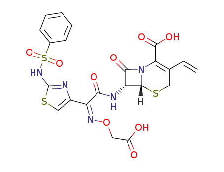 7-[2-(2-benzenesulfonylamino-thiazol-4-yl)-2-carboxymethoxyimino-acetylamino]-8-oxo-3-vinyl-5-thia-1-azabicyclo[4.2.0]oct-2-ene-2-carboxylic acid