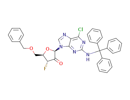 9-(5-O-benzyl-3-deoxy-3-fluoro-2-oxo-β-D-ribofuranosyl)-6-chloro-2-(tritylamino)purine
