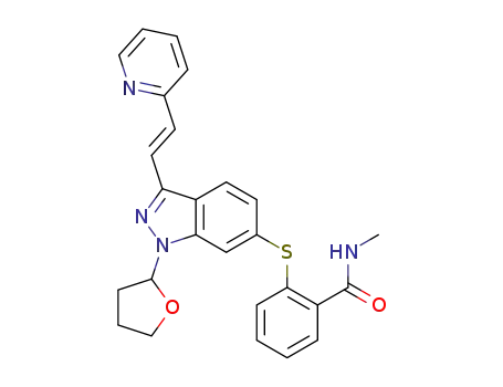 N-methyl-2-((3-((E)-2-(2-pyridyl)vinyl)-1-(tetrahydrofuran-2-yl)-1H-indazol-6-yl)thio)benzamide