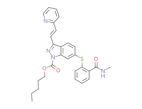 N-methyl-2-((3-((E)-2-(2-pyridyl)vinyl)-1-pentyloxycarbonyl-1H-indazol-6-yl)sulfanyl)benzamide