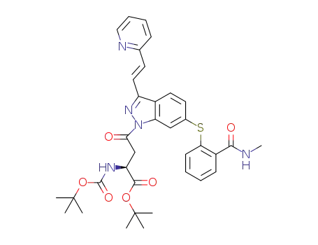 N-methyl-2-((3-((E)-2-(2-pyridyl)vinyl)-1-(β-L-aspartyl)-1H-indazole-6-yl)thio)benzamide
