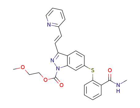 N-methyl-2-((3-((E)-2-(2-pyridyl)vinyl)-1-((2-methoxy-1-ethyl)oxycarbonyl)-1H-indazol-6-yl)thio)benzamide
