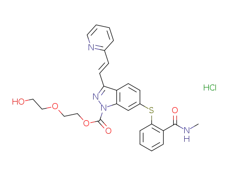 N-methyl-2-((1-(2-(2-hydroxyethoxy)ethoxycarbonyl)-3-(( 1E)-2-(2-pyridinyl)ethenyl)-1H-indazol-6-yl)thio)benzamide hydrochloride