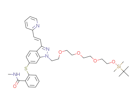 N-methyl-2-((1-(13,13,14,14-tetramethyl-3,6,9,12-tetraoxa-13-silapentadec-1-yl)-3-(( 1E)-2-(2-pyridinyl)ethenyl)-1H-indazol-6-yl)thio)benzamide