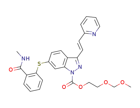 N-methyl-2-((1-(1-oxo-2,5,8-trioxanayl)-3-((1E)-2-(2-pyridinyl)ethenyl)-1H-indazol-6-yl)thio)benzamide