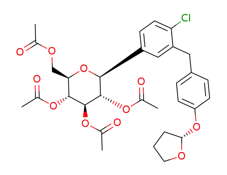 (2R,3R,4R,5S,6S)-2-(acetoxymethyl)-6-(4-chloro-3-(4-(((S)-tetrahydrofuran-2-yl)oxy)benzyl)phenyl)tetrahydro-2H-pyran-3,4,5-triyl triacetate