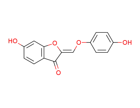 Molecular Structure of 85359-61-1 (3(2H)-Benzofuranone,6-hydroxy-2-[(4- hydroxyphenoxy)methylene]-,(2Z)- )