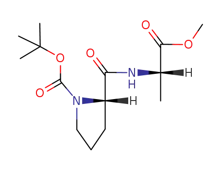 Molecular Structure of 36302-04-2 (L-Alanine, 1-[(1,1-dimethylethoxy)carbonyl]-L-prolyl-, methyl ester)