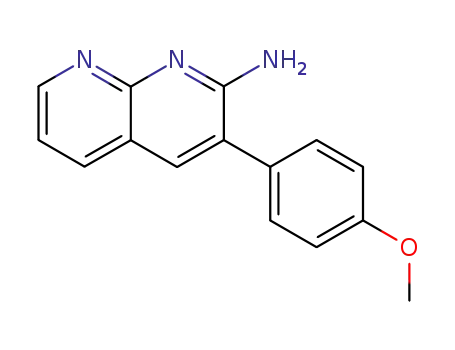 Molecular Structure of 60467-64-3 (1,8-Naphthyridin-2-amine, 3-(4-methoxyphenyl)-)
