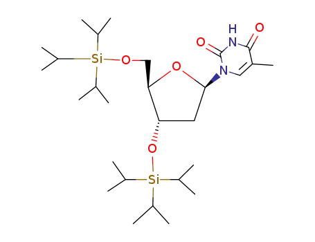 (+)-5-methyl-1-((2R,4S,5R)-4-((triisopropylsilyl)oxy)-5-(((triisopropyl-silyl)oxy)methyl)-tetrahydrofuran-2-yl)pyrimidine-2,4(1H,3H)dione