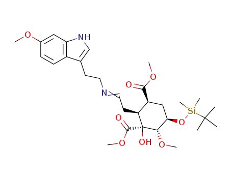 (1S,2S,3S,5R,6S)-5-(tert-Butyl-dimethyl-silanyloxy)-1-hydroxy-6-methoxy-2-{2-[(Z)-2-(6-methoxy-1H-indol-3-yl)-ethylimino]-ethyl}-cyclohexane-1,3-dicarboxylic acid dimethyl ester