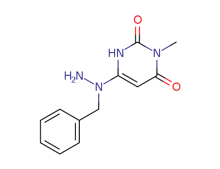Molecular Structure of 58695-90-2 (2,4(1H,3H)-Pyrimidinedione, 3-methyl-6-[1-(phenylmethyl)hydrazino]-)