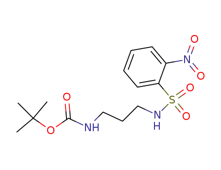 Molecular Structure of 240423-18-1 (Carbamic acid, [3-[[(2-nitrophenyl)sulfonyl]amino]propyl]-,
1,1-dimethylethyl ester)