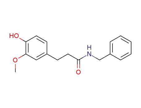 Molecular Structure of 391609-32-8 (Benzenepropanamide, 4-hydroxy-3-methoxy-N-(phenylmethyl)-)