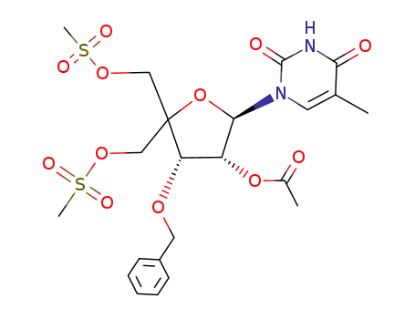 1-(2-O-acetyl-3-O-benzyl-4-C-methanesulfonoxymethyl-5-O-methanesulfonyl-β-D-ribofuranosyl)thymine