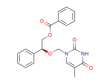 Molecular Structure of 426836-32-0 (2,4(1H,3H)-Pyrimidinedione,
1-[[(1S)-2-(benzoyloxy)-1-phenylethoxy]methyl]-5-methyl-)