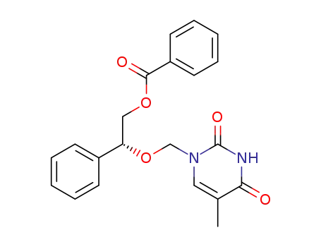 Molecular Structure of 499203-31-5 (2,4(1H,3H)-Pyrimidinedione,
1-[[(1R)-2-(benzoyloxy)-1-phenylethoxy]methyl]-5-methyl-)
