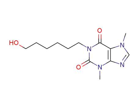 Molecular Structure of 56395-71-2 (1H-Purine-2,6-dione, 3,7-dihydro-1-(6-hydroxyhexyl)-3,7-dimethyl-)