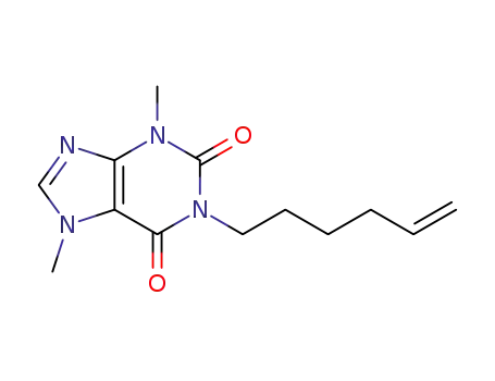 Molecular Structure of 58999-18-1 (1H-Purine-2,6-dione, 1-(5-hexenyl)-3,7-dihydro-3,7-dimethyl-)