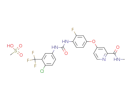 2-Pyridinecarboxamide,4-[4-[[[[4-chloro-3-(trifluoromethyl)phenyl]amino]carbonyl]amino]-3-fluorophenoxy]-N-methyl-, monomethanesulfonate