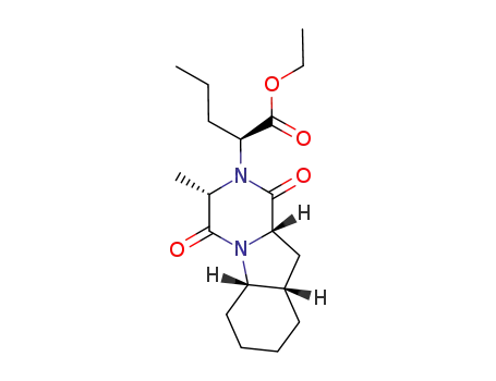 Molecular Structure of 129970-98-5 ((S)-Ethyl 2-((3S,5aS,9aS,10aS)-3-methyl-1,4-dioxodecahydropyrazino[1,2-a]indol-2(1H)-yl)pentanoate ,95%)
