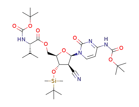 4-N-(tert-butoxycarbonyl)-5'-O-[N-(tert-butoxycarbonyl)-L-valyl]-3'-O-(tert-butyldimethylsilyl)-2'-cyano-2'-deoxy-1-β-D-arabinofuranosylcytosine