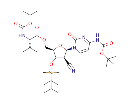 4-N-(tert-butoxycarbonyl)-3'-O-(dimethyl-t-hexylsilyl)-5'-O-[N-(tert-butoxycarbonyl)-L-valyl]-2'-cyano-2'-deoxy-1-β-D-arabinofuranosylcytosine