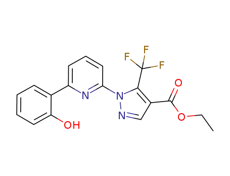 Molecular Structure of 1128268-02-9 (1H-Pyrazole-4-carboxylic acid, 1-[6-(2-hydroxyphenyl)-2-pyridinyl]-5-(trifluoromethyl)-, ethyl ester)
